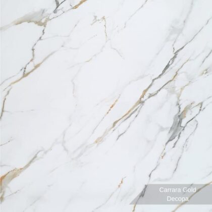 ПВЦ панел Carrara Gold со бел мермерен изглед и златни жили