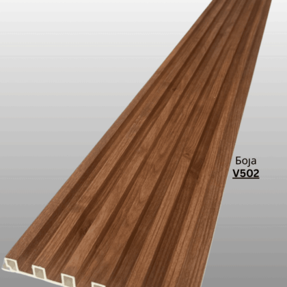 Декоративен панел со изглед на дрво. Направен од црвст композитен материјал ( дрво+пластика) Се користи само за затворени простории