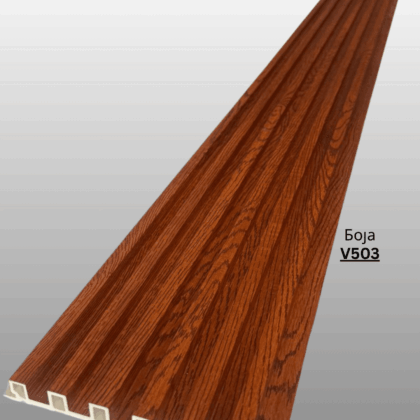 Декоративен панел со изглед на дрво. Направен од црвст композитен материјал ( дрво+пластика) Се користи само за затворени простории