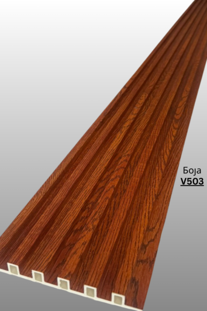 Декоративен панел со изглед на дрво. Направен од црвст композитен материјал ( дрво+пластика) Се користи само за затворени простории