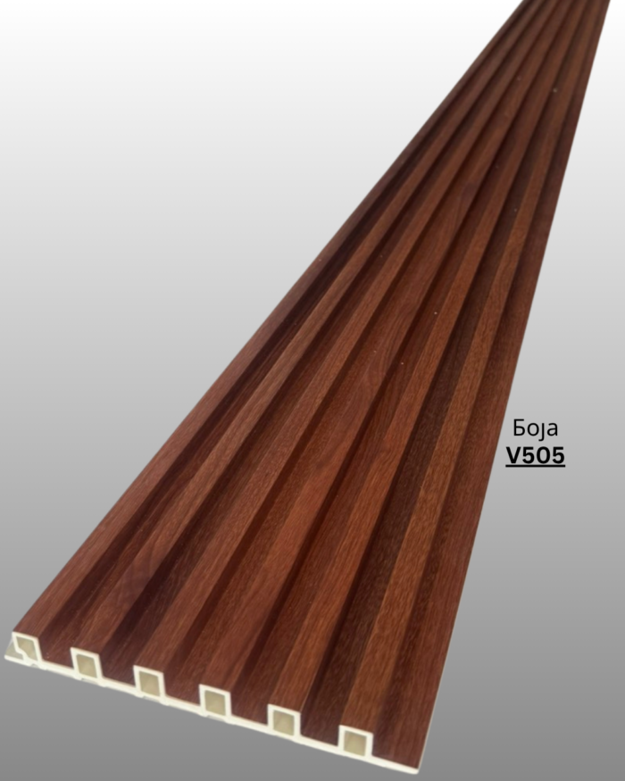 Декоративен панел со изглед на дрво. Направен од црвст композитен материјал ( дрво+пластика) Се користи само за затворени простории