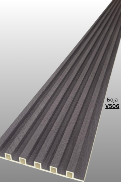 Декоративен панел со изглед на дрво. Направен од црвст композитен материјал ( дрво+пластика) Се користи само за затворени простории