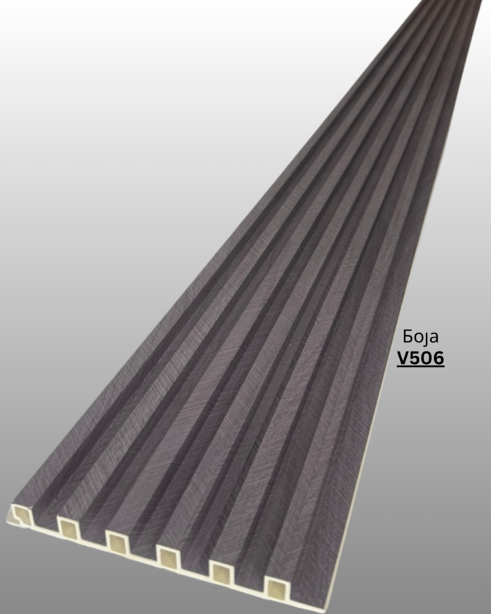 Декоративен панел со изглед на дрво. Направен од црвст композитен материјал ( дрво+пластика) Се користи само за затворени простории