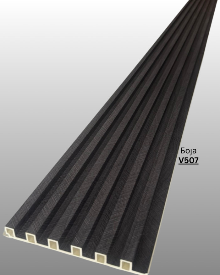 Декоративен панел со изглед на дрво. Направен од црвст композитен материјал ( дрво+пластика) Се користи само за затворени простории