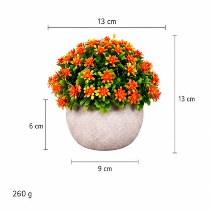 Вештачко цветно растение во саксија D64-B – портокалово – димензии 13 × 13 cm, саксија 9 × 6 cm