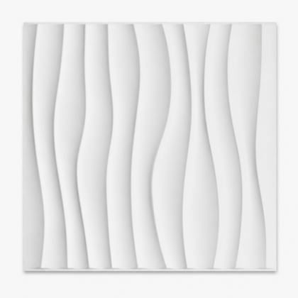 pvc panel 3d 03 belo – бел ПВЦ панел со широк брановиден 3Д релјеф