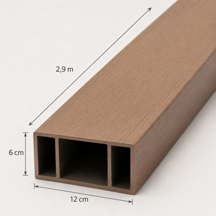 WPC надворешен столб – тиково дрво 2,9 m × 12 × 6 cm