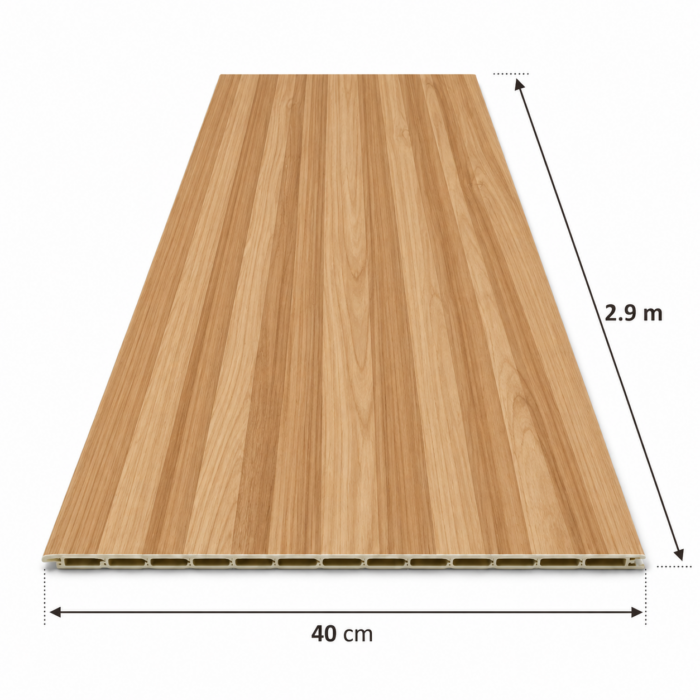 WPC рамна плоча V501 со светол дрвен декор, димензии 290 × 40 cm